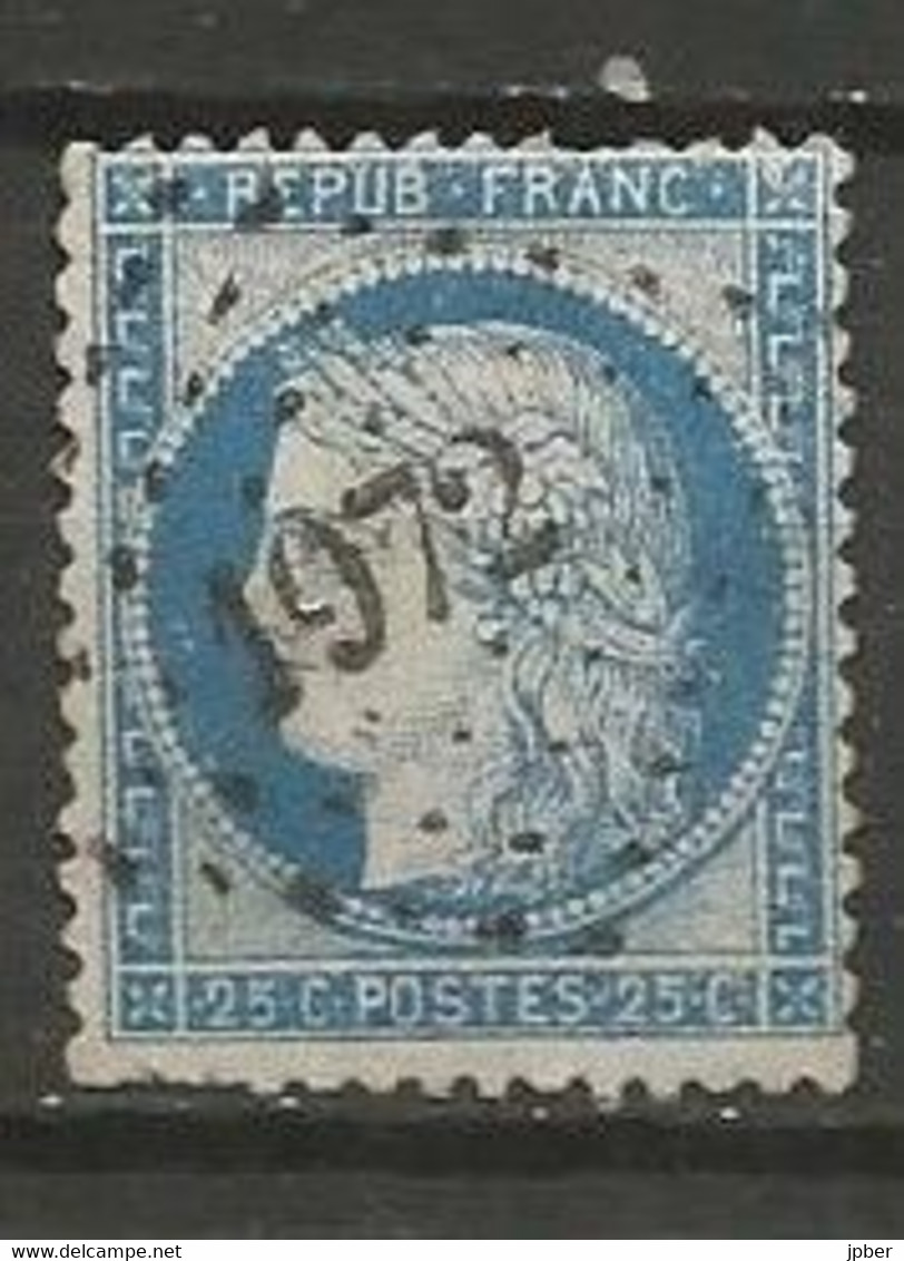 France - Type Cérès - N°60C - 25c. Bleu - Obl. PC Du GC 1972 LASCELLE (Cantal) - 1871-1875 Ceres