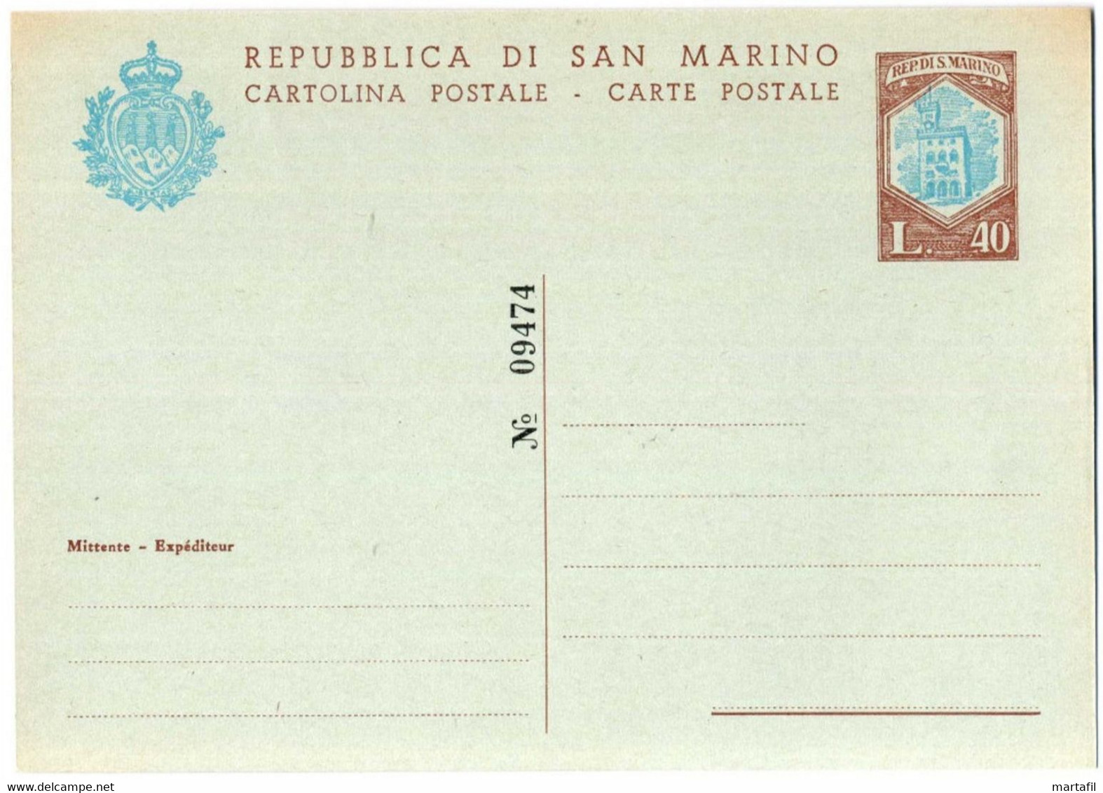 1966 SAN MARINO Intero C37 (II Tiratura) NUOVO - Entiers Postaux