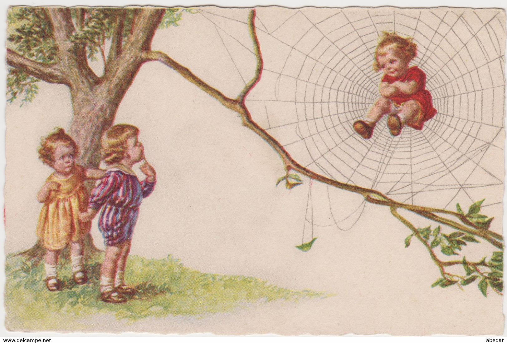 Wally Fialkowska Enfant Kids Enfants Spider Web  Old PC. Cpa. 1926 - Fialkowska, Wally