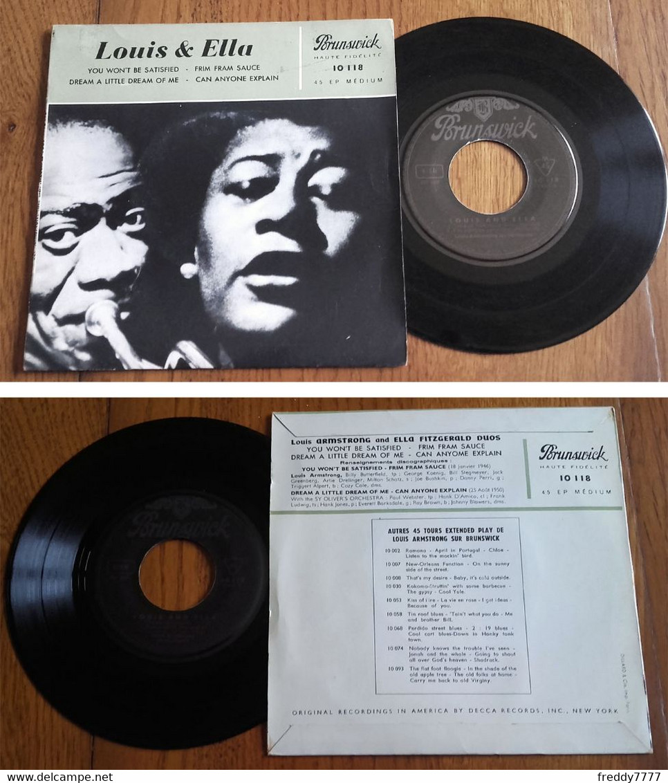 RARE French EP 45t RPM BIEM (7") LOUIS ARMSTRONG & ELLA FITZGERALD «You Won't Be Satisfied» (1957) - Jazz