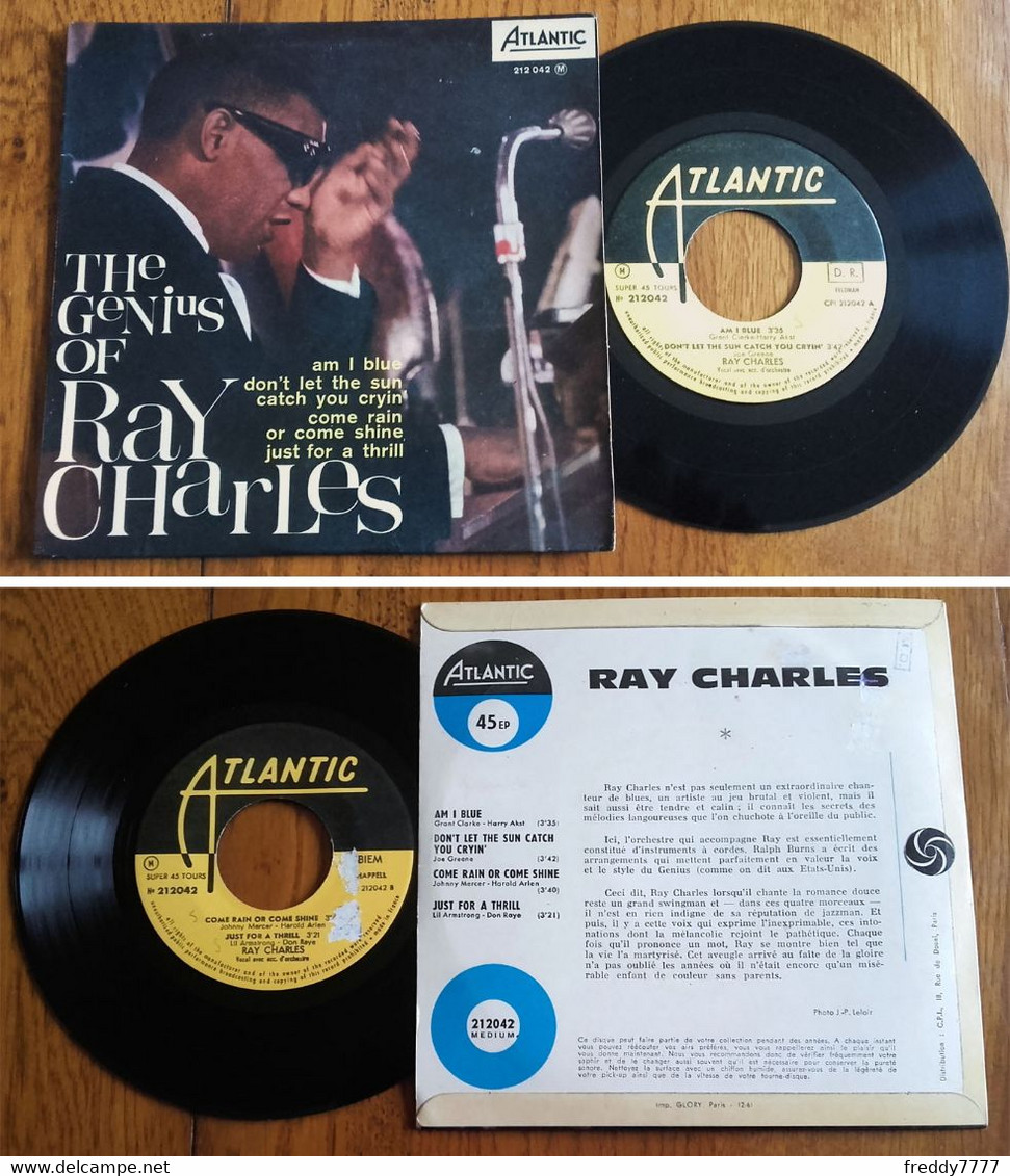 RARE French EP 45t RPM BIEM (7") RAY CHARLES «Am I Blue» (12-1961) - Jazz