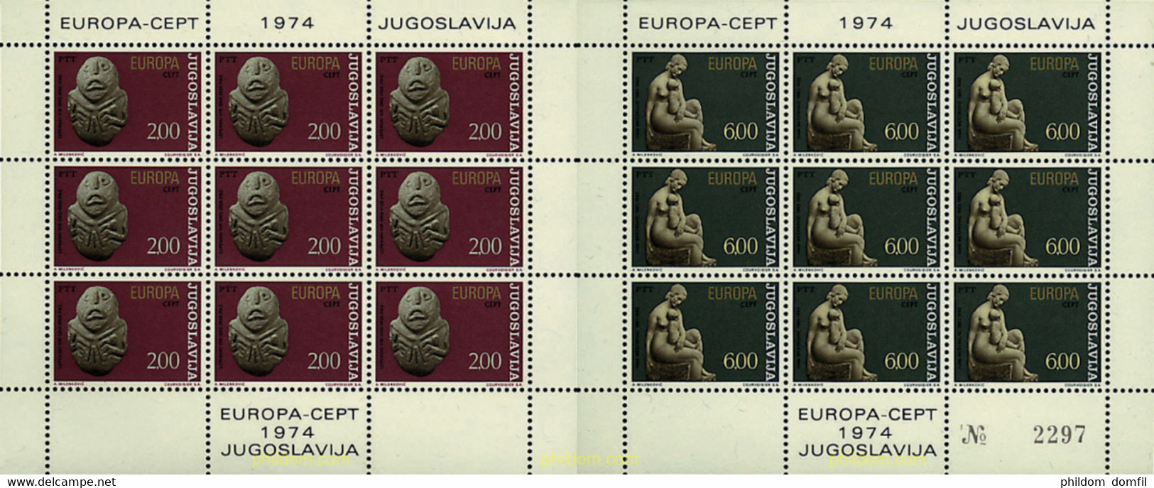 8895 MNH YUGOSLAVIA 1974 EUROPA CEPT. ESCULTURAS - Lots & Serien