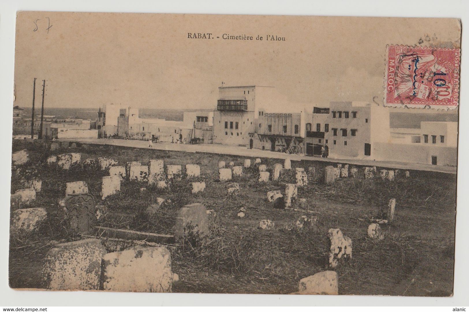 CPA- RABAT CIMETIERE DE L ALOU/TIMBRE N°29  Pour Alger 17-11-13 - Rabat