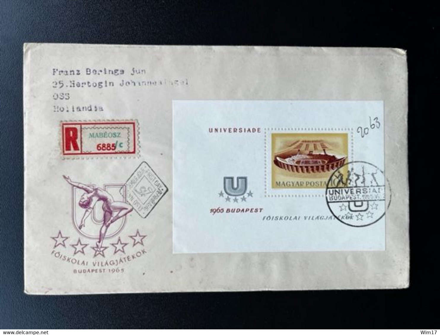 HUNGARY MAGYAR 1965 REGISTERED FDC BUDAPEST MABEOSZ TO OSS  HONGARIJE UNGARN - Covers & Documents