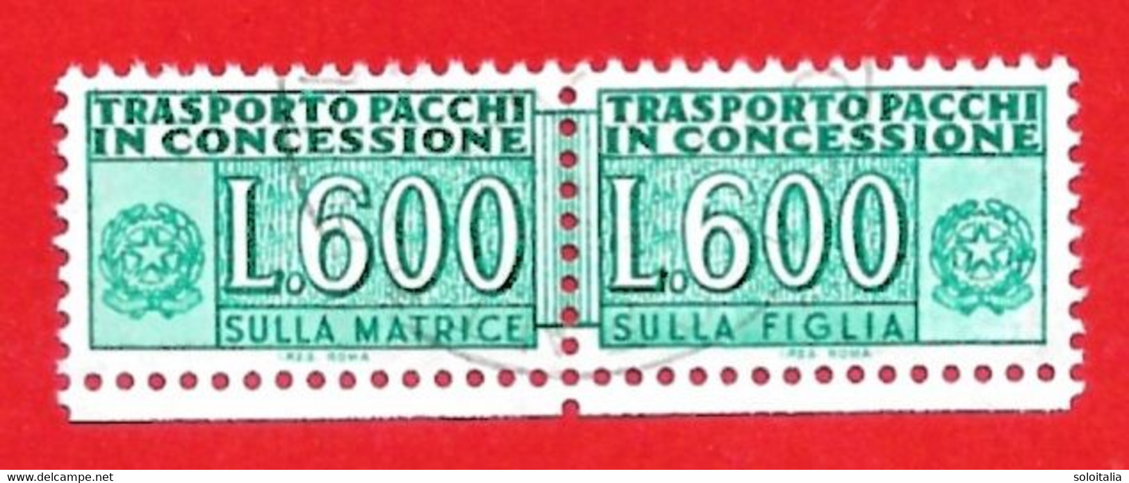 1946/81 (20) Pacchi In Concessione Filigrana Stelle IV Lire 600 - Timbrato - Pacchi In Concessione