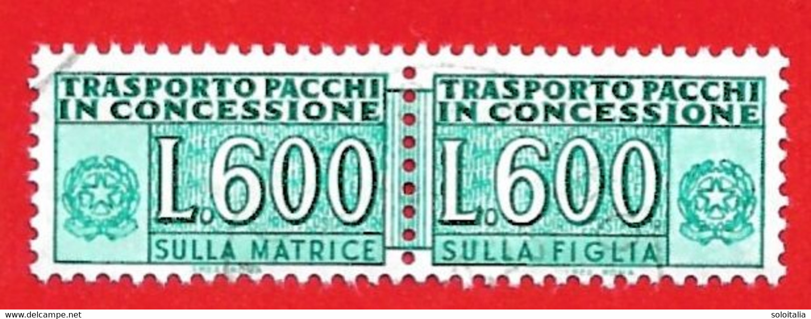 1946/81 (20) Pacchi In Concessione Filigrana Stelle IV Lire 600 - Timbrato - Pacchi In Concessione