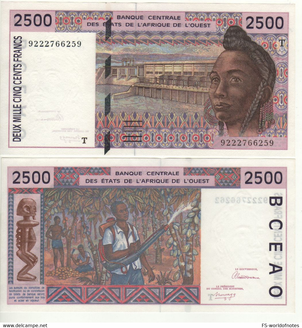 TOGO  Scarce 2'500 Francs   West African Sates  P812Ta   1992  (Damm/woman + Spraying Pesticides At Back)  UNC - Togo