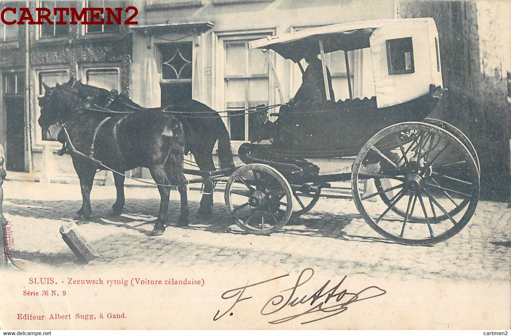 SLUIS ZEEUWSCH RYTUIG VOITURE ZELANDAISE ATTELAGE FIACRE ZEELAND NEDERLAND 1900 - Sluis