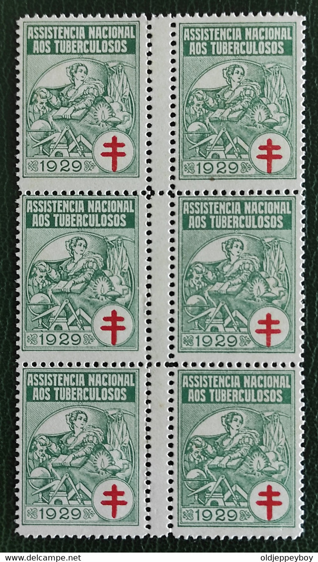 ERRO VARIEDADE Portugal 1929 Full Set Blocks Of 6 With Perforation Error Variety Assistençia Very Rare In This Format - Neufs