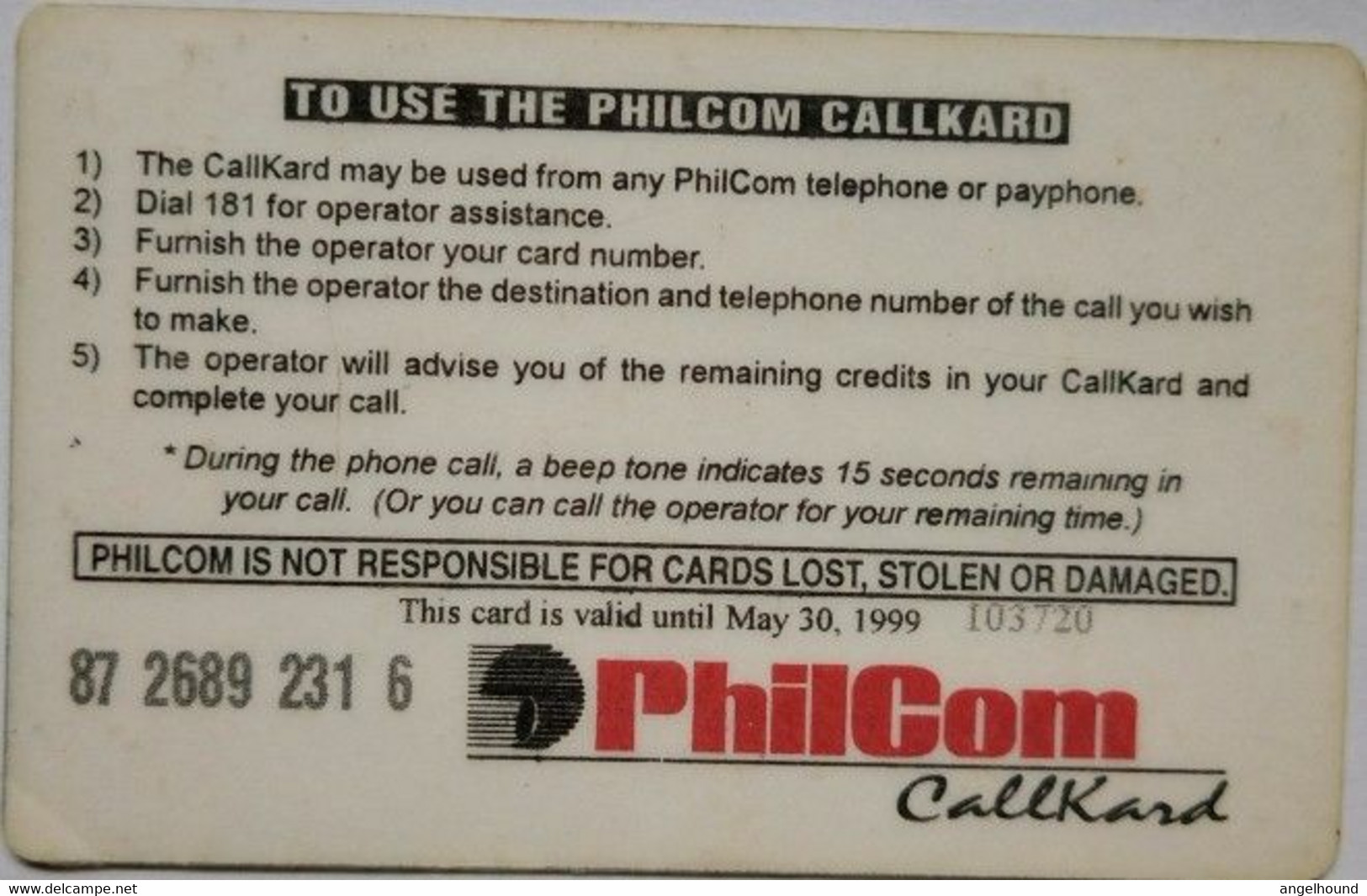 Philippines Philcom Callkard 20 Pesos  " Trees " - Filipinas