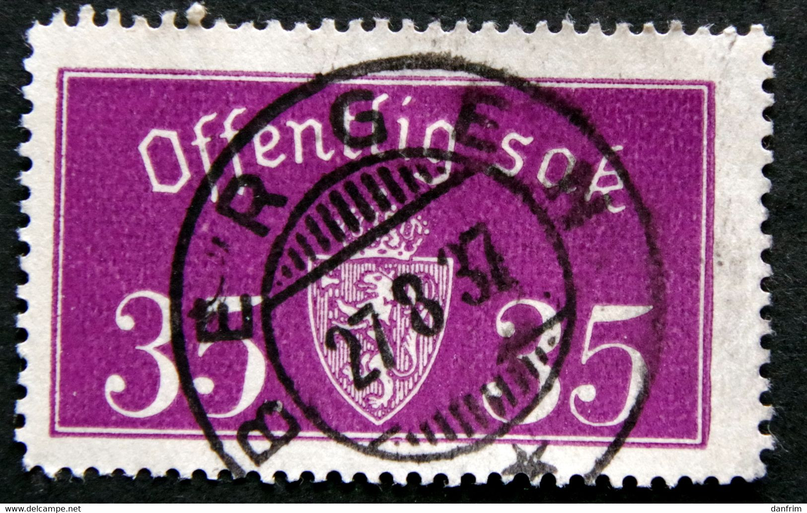 Norway 1933  Minr.17 II   34mm X18,5mm  BERGEN   (  Lot  H 1033 ) - Dienstmarken