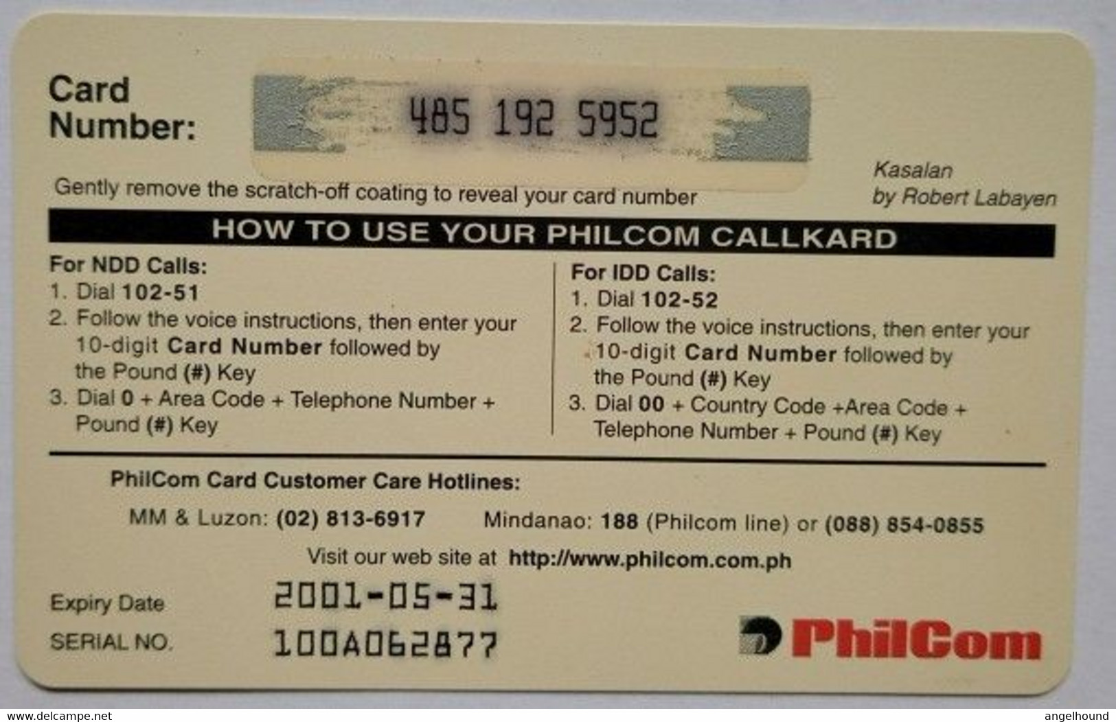 Philippines Philcom Callkard 100 Pesos " Kasalan ( Wedding ) - Philippines