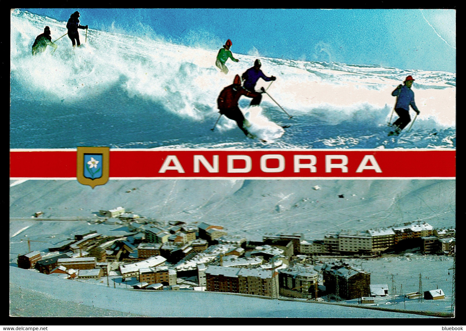 Ref 1590 - 1992 Postcard - Skiing In Andorra - Pas De La Casa Postmark Fr 3.20 Rate To UK - Briefe U. Dokumente