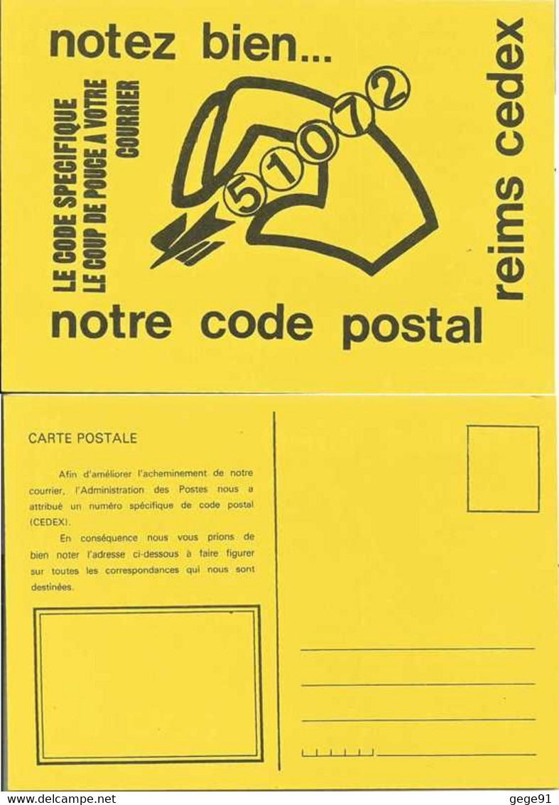 Carte D'initiative Locale Pour Diffusion Du Code CEDEX De Reims - 51072 - Zipcode