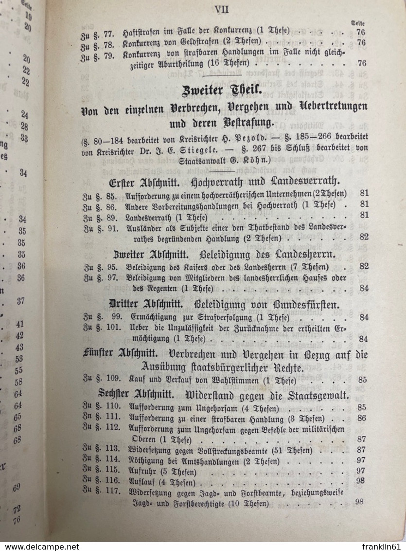 Die deutsche Strafrechtspraxis. Uebersichtliche Zusammenstellung der Entscheidungen der höheren Deutschen Geri