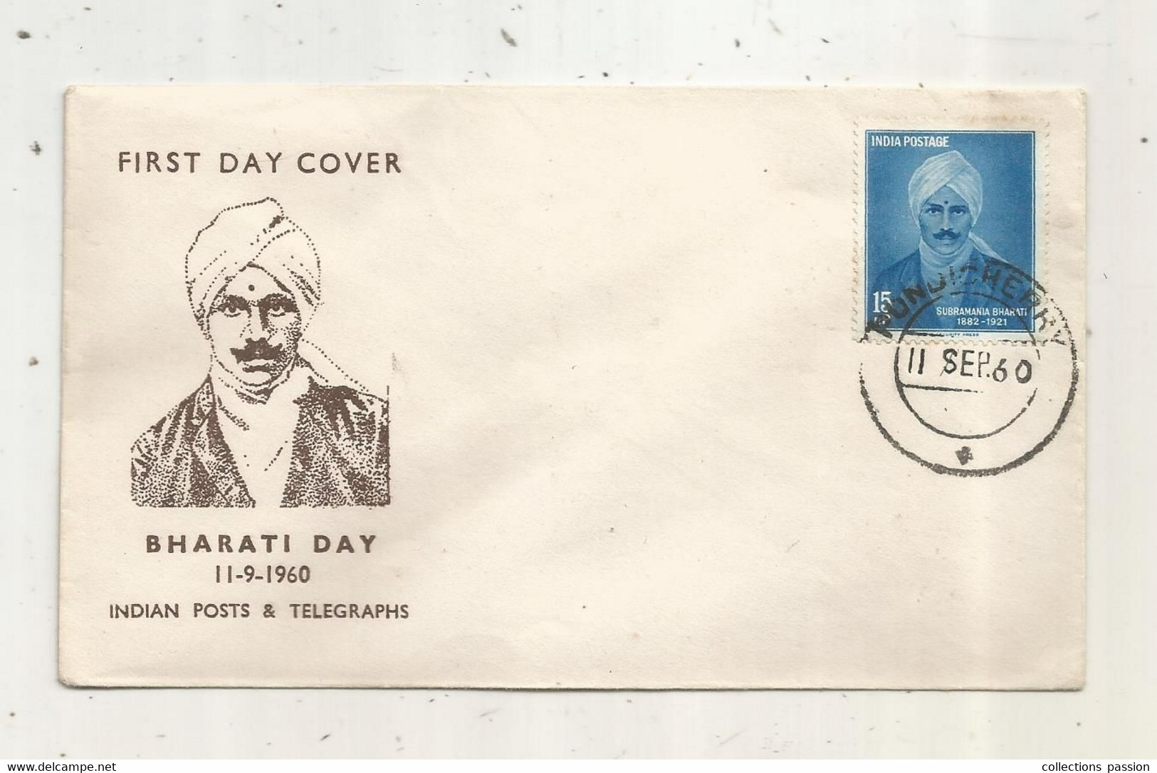 FDC, Premier Jour, INDIA, INDE, 11-9-1960 , PONDICHERRY - FDC