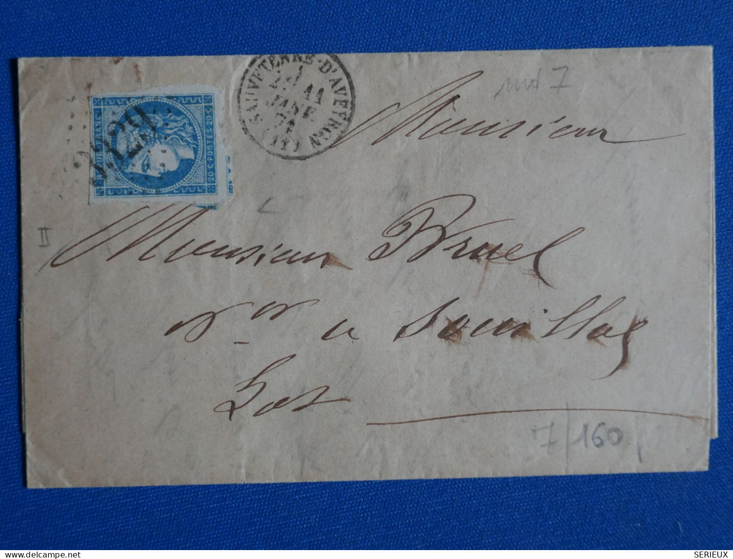 BM4  FRANCE BELLE LETTRE  1871 SAUVETERRE A SOUILLAC  + BORDEAUX N°46 B 20C +VOISIN+ + AFFRANCH.  INTERESSANT++ - 1870 Emission De Bordeaux