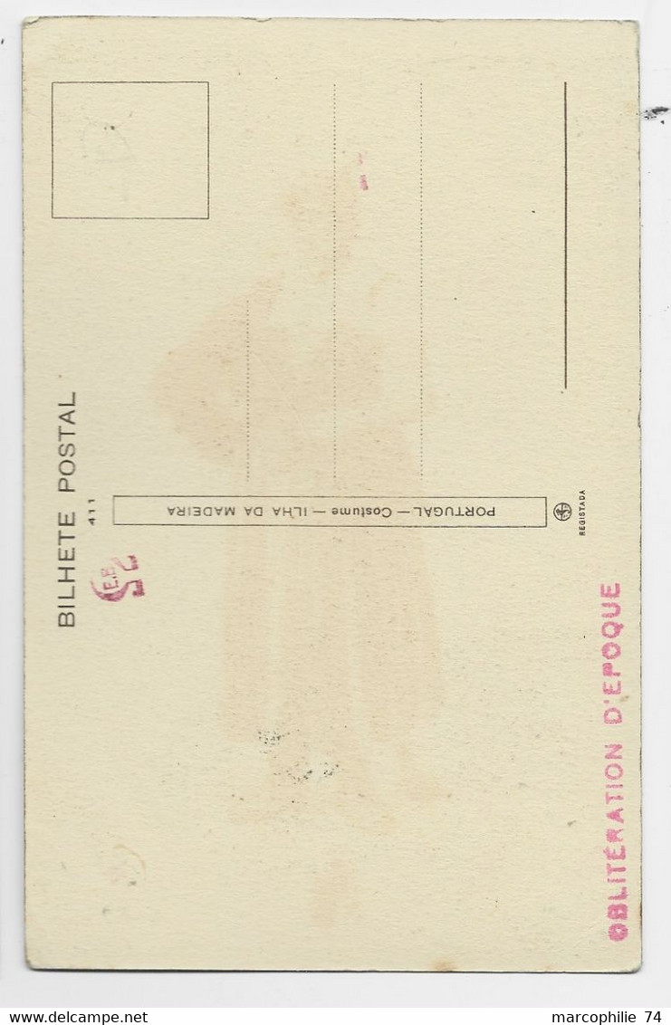 PORTUGAL  $ 80  CARTE MAXIMUM COSTUME FUNCHAL 31  DEZ 1941 - Maximum Cards & Covers