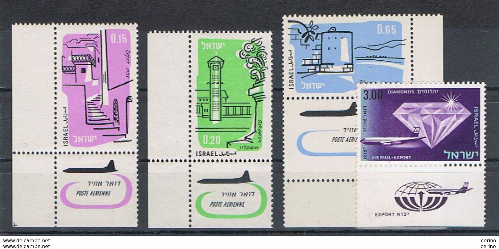 ISRAEL:  1960/68  AIR  MAIL  DIFFERENTS  -  LOT  4  UNUSED  STAMPS  -  YV/TELL. 18//47 - Airmail