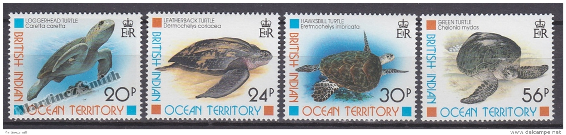 British Indian Ocean 1996 Yvert 181- 184, Fauna, Sea Turtles - MNH - Britisches Territorium Im Indischen Ozean