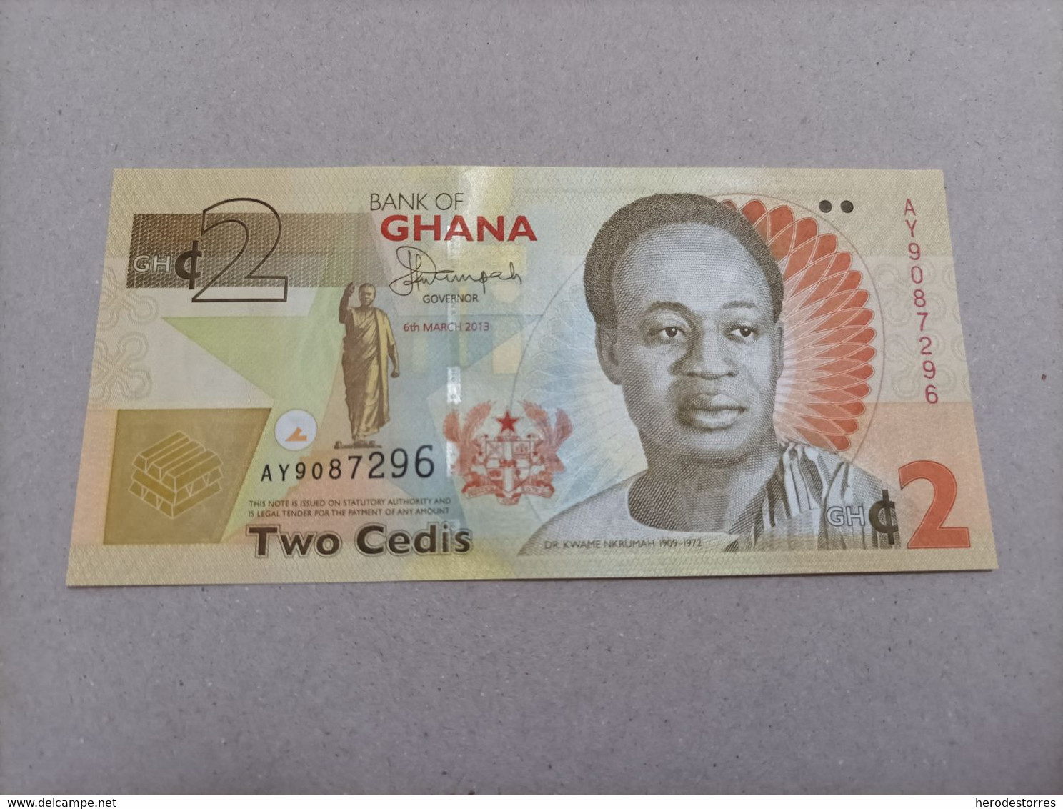 Billete De GHANA De 2 Cedis, Año 2013, UNC - Ghana