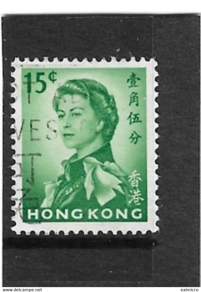 HONG KONG 1967 15c SG 224 WATERMARK SIDEWAYS FINE USED Cat £4.50 - Oblitérés