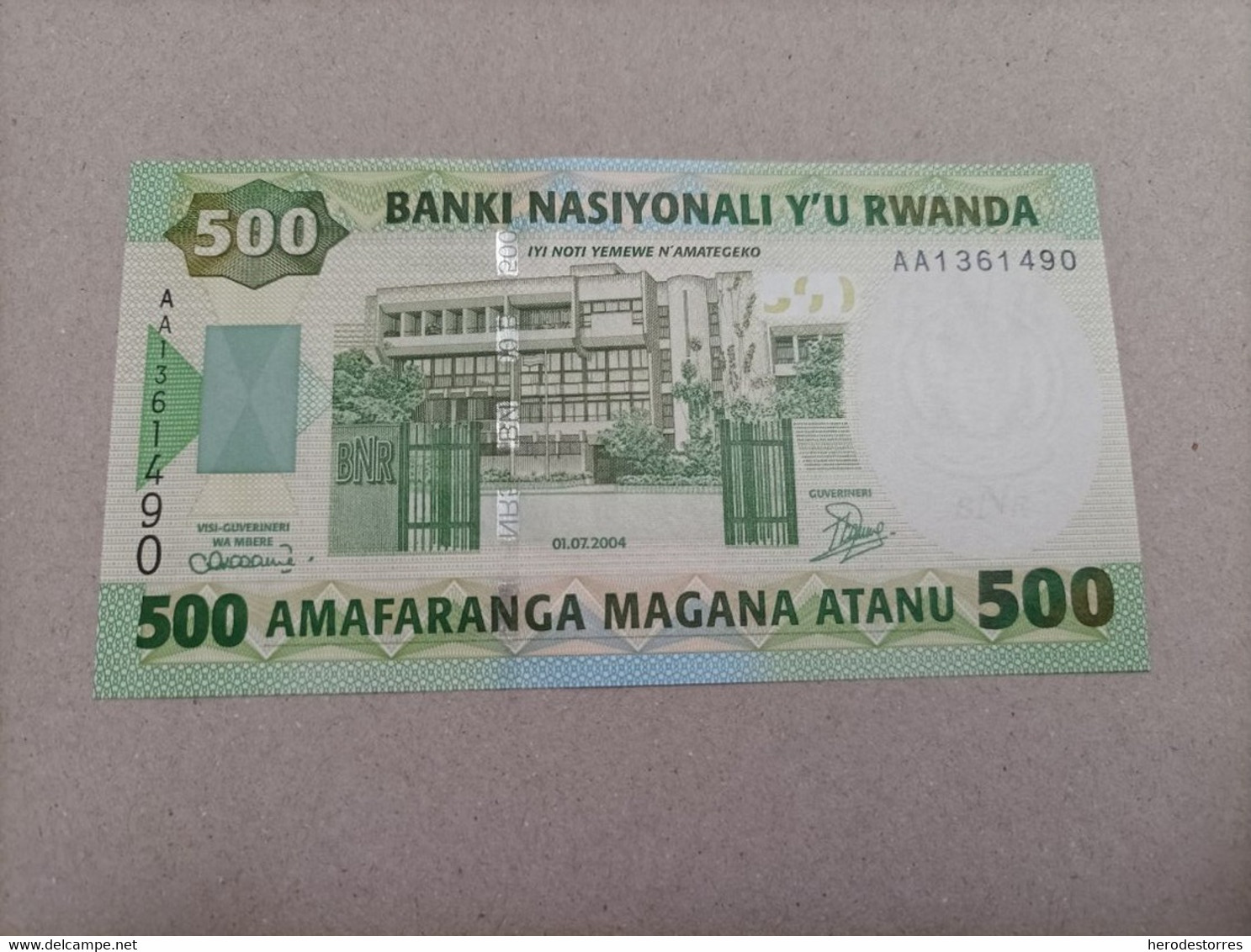 Billete De Rwanda De 500 Francs, Serie AA, Año 2004, UNC - Ruanda