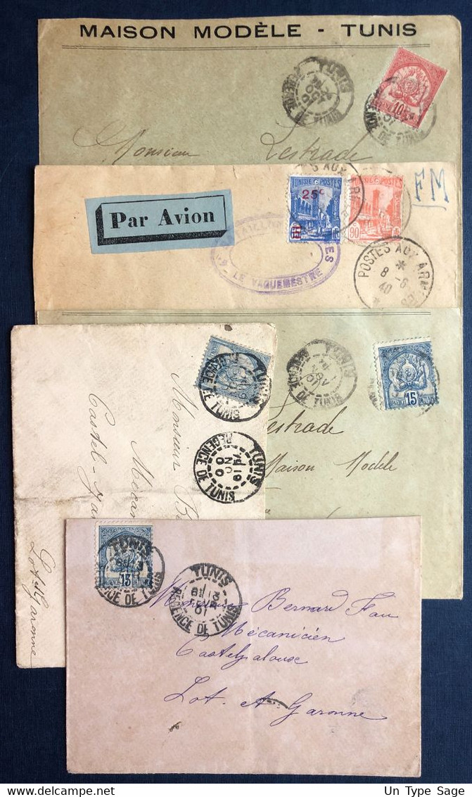 Tunisie, Lot De 5 Enveloppes Diverses (B4141) - Storia Postale