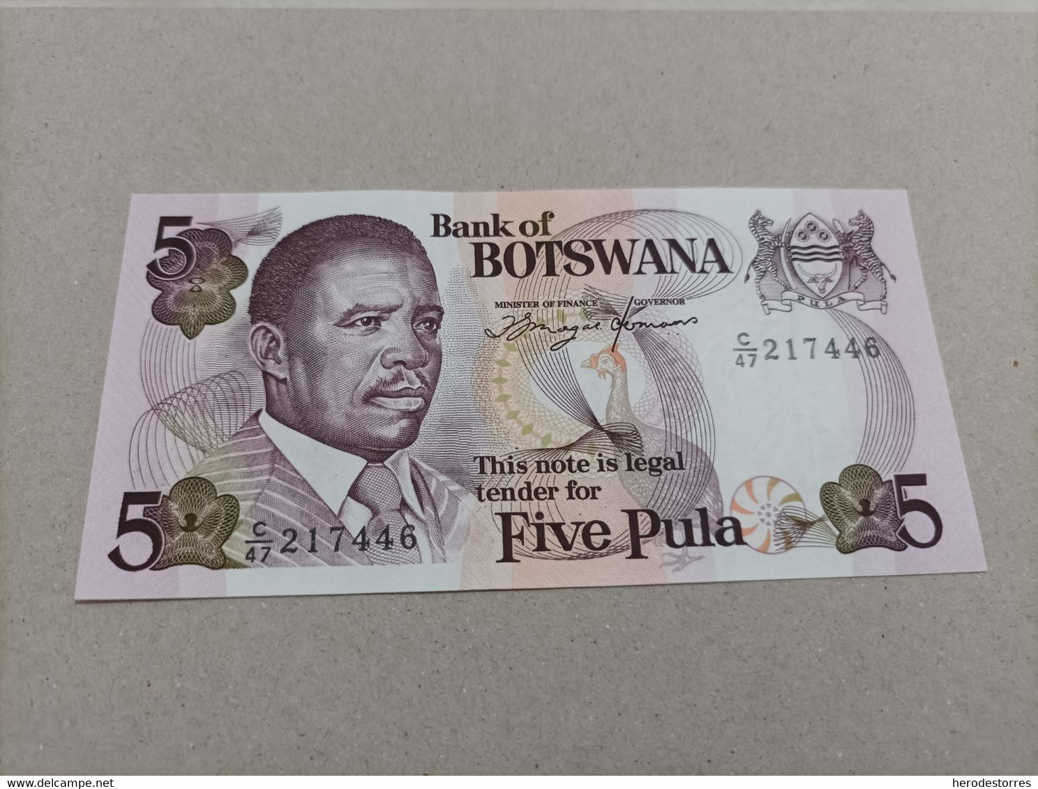 Billete De Botswana De 5 Pula, Año 1992, UNC - Botswana