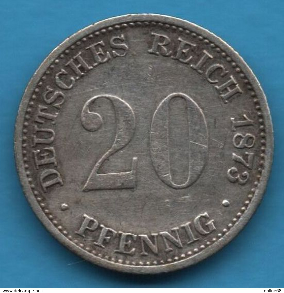 DEUTSCHES REICH 20 PFENNIG 1873 C  KM# 5  Wilhelm I Argent 900‰ Silver - 20 Pfennig