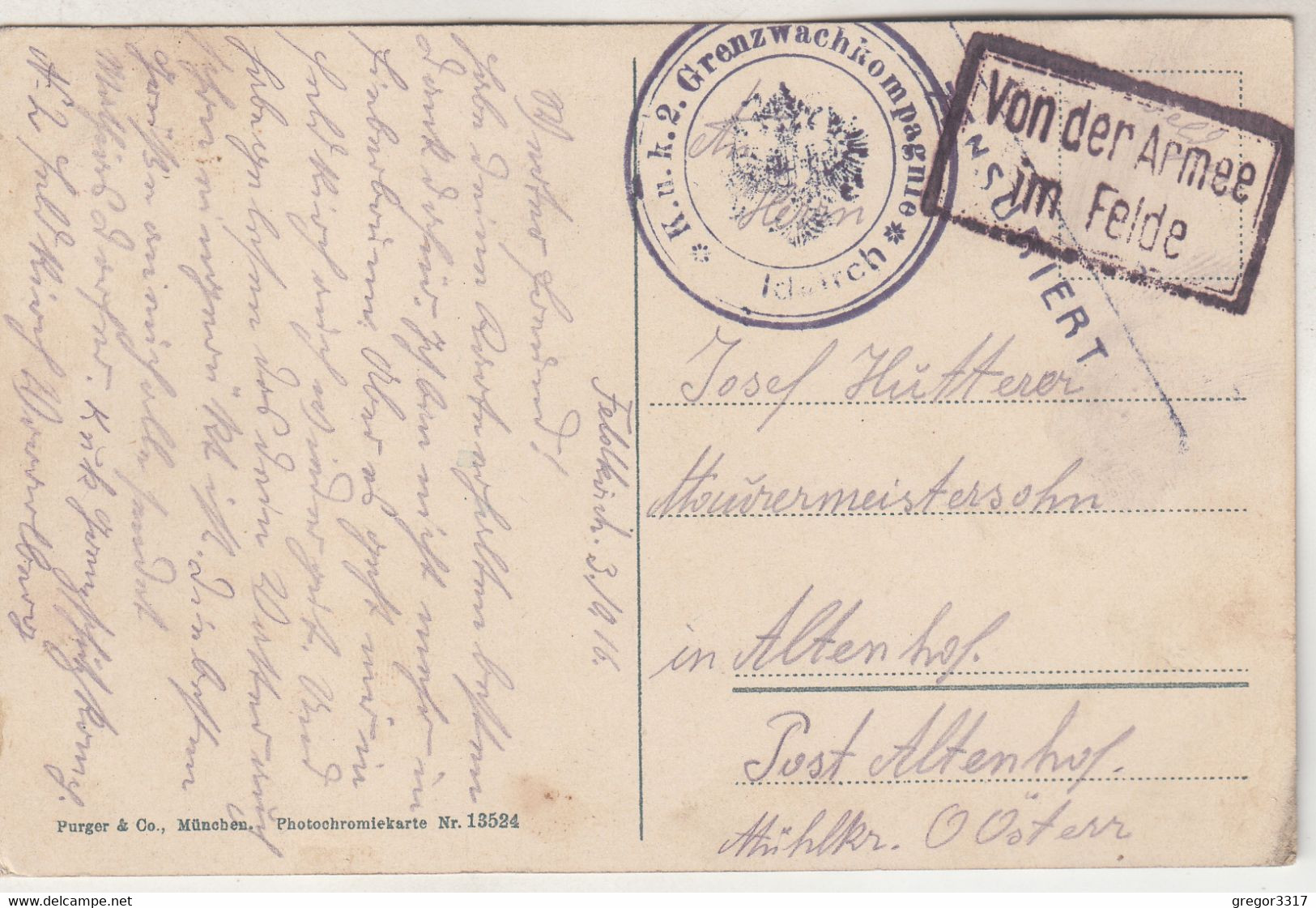 C3380) FELDKIRCH Mit Den Schweizer Bergen - Vorarlberg - Häuser DETAILS Feldpost 1916 - Feldkirch
