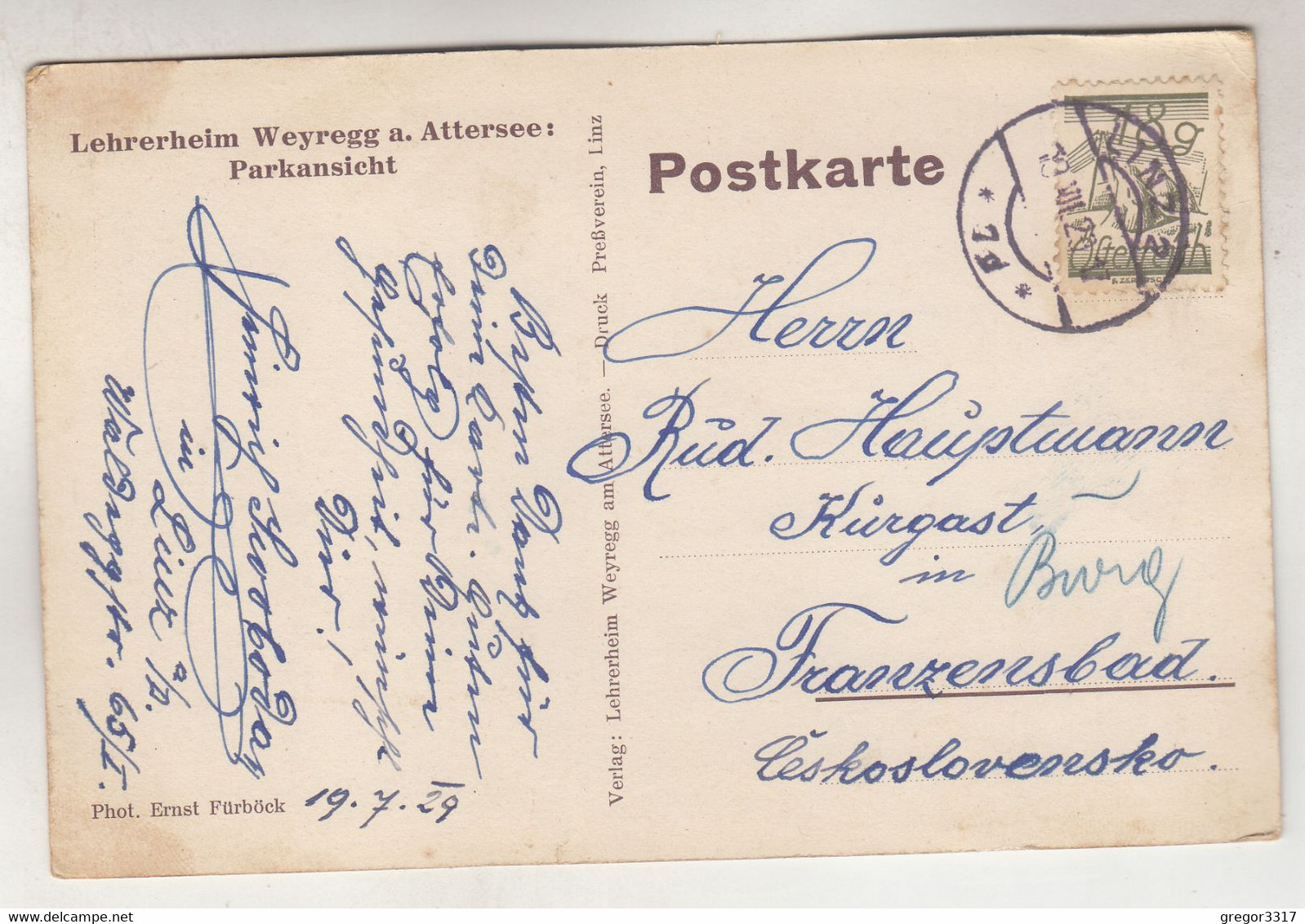 C3384) WEYREGG A. Attersee - LEHRERHEIM Parkansicht 1929 - Attersee-Orte