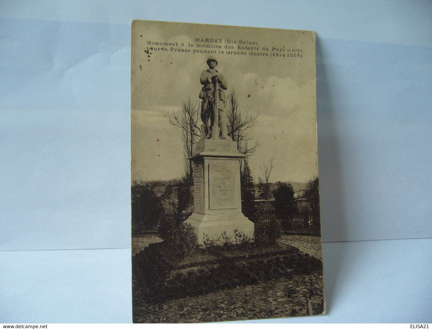 MARNAY 70 HAUTE SAONE MONUMENT A LA MEMOIRE DES ENFANTS DU PAYS MORTS POUR LA FRANCE CPA 1923 - Marnay