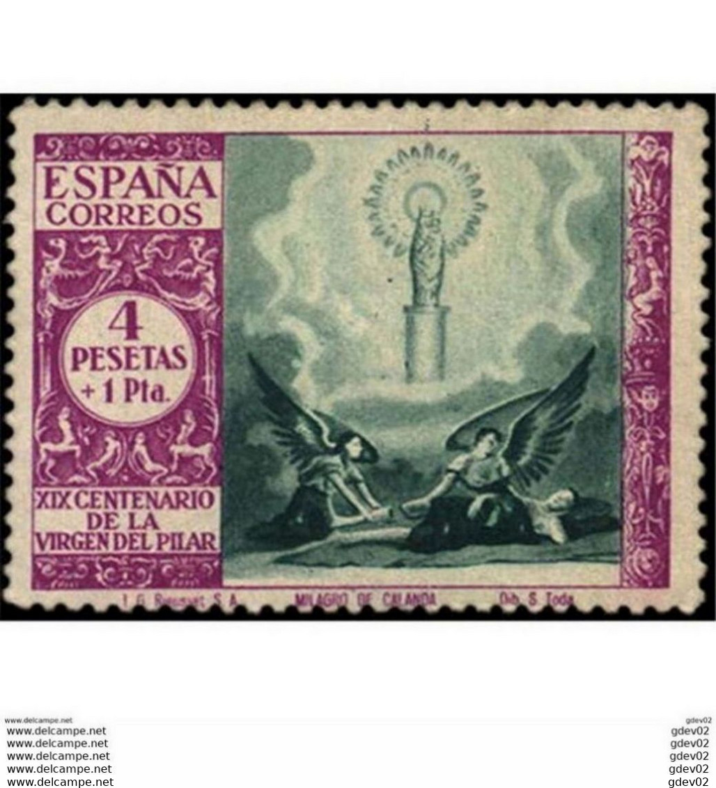 ES901SASF-L4319PC-TRELTEOL.Spain.Esgane .RELIGION.VENIDA DE LA VIRGEN DE EL PILAR De ZARAGOZA.1940.(Ed 901**) - Theologen