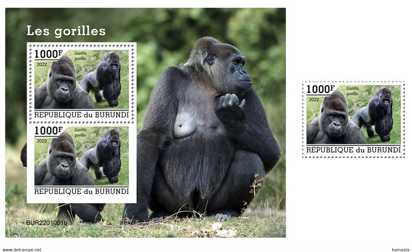 Burundi  2022 Gorillas. (1001) OFFICIAL ISSUE - Gorilla's