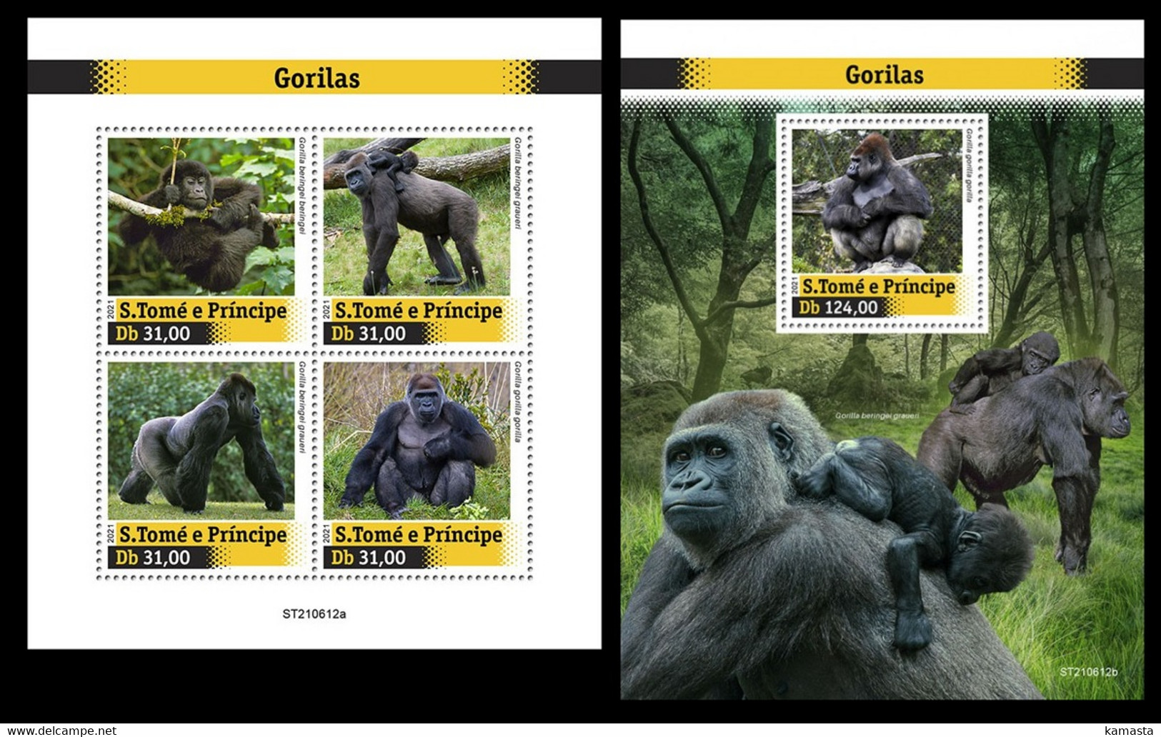 St.Tome&Principe  2021 Gorillas. (612) OFFICIAL ISSUE - Gorilles