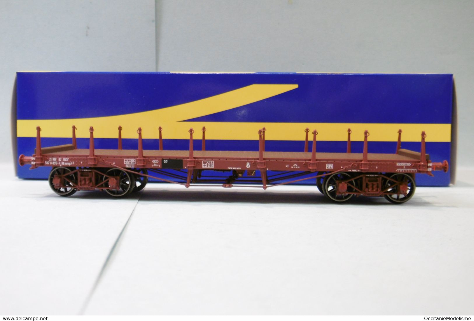 REE - WAGON A RANCHERS PLAT TP Brun Ep. IV SNCF Réf. WB-551 Neuf NBO HO 1/87 - Goods Waggons (wagons)