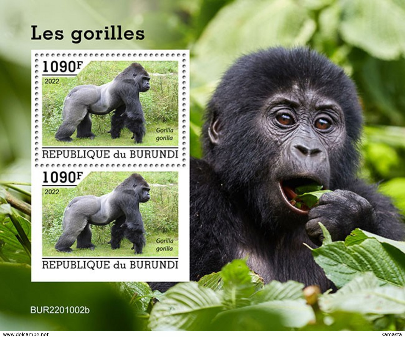 Burundi  2022 Gorillas. (1102b) OFFICIAL ISSUE - Gorilla's