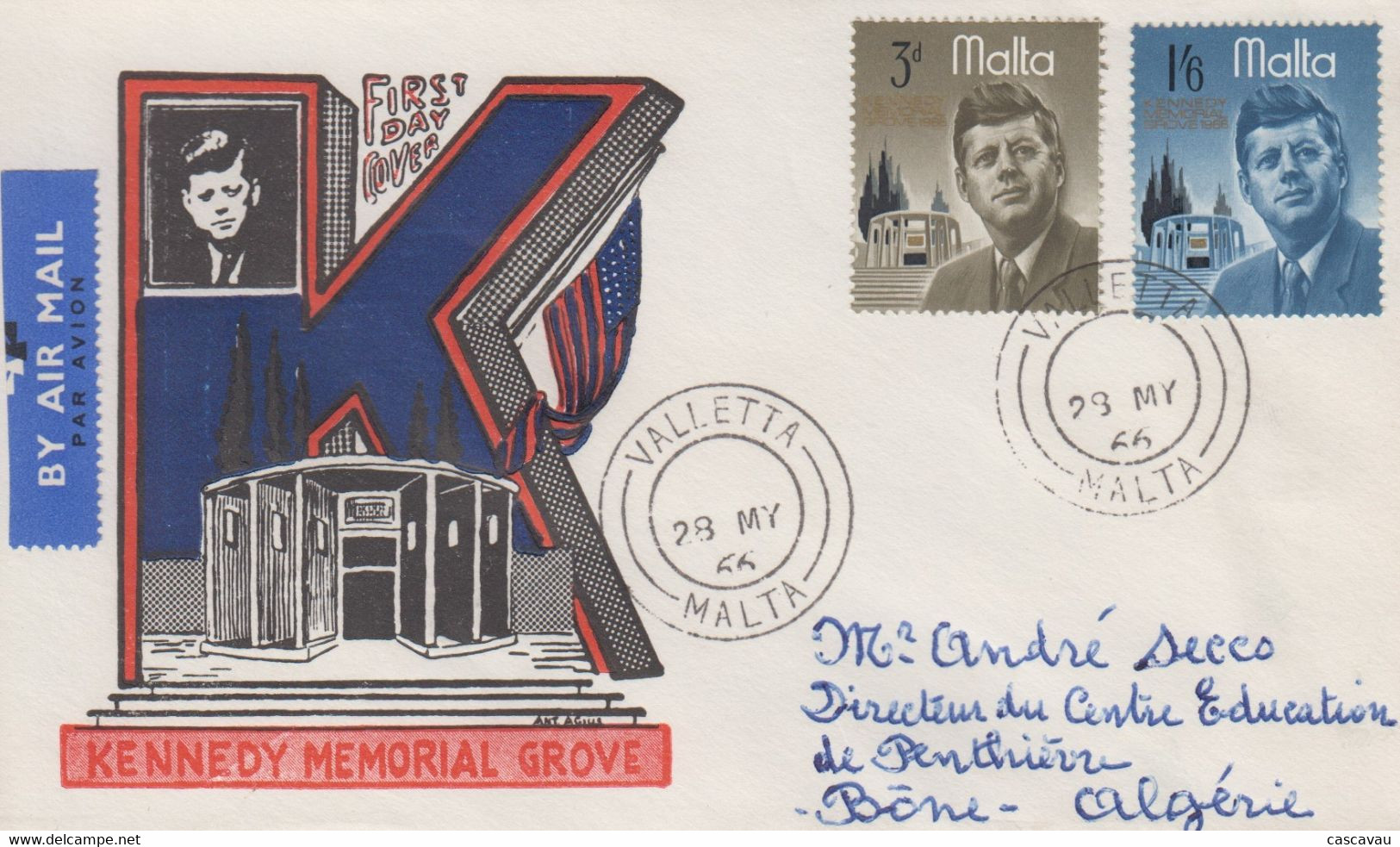 Enveloppe  FDC  1er  Jour    MALTE    Mémorial   Président   John  KENNEDY   1966 - Kennedy (John F.)