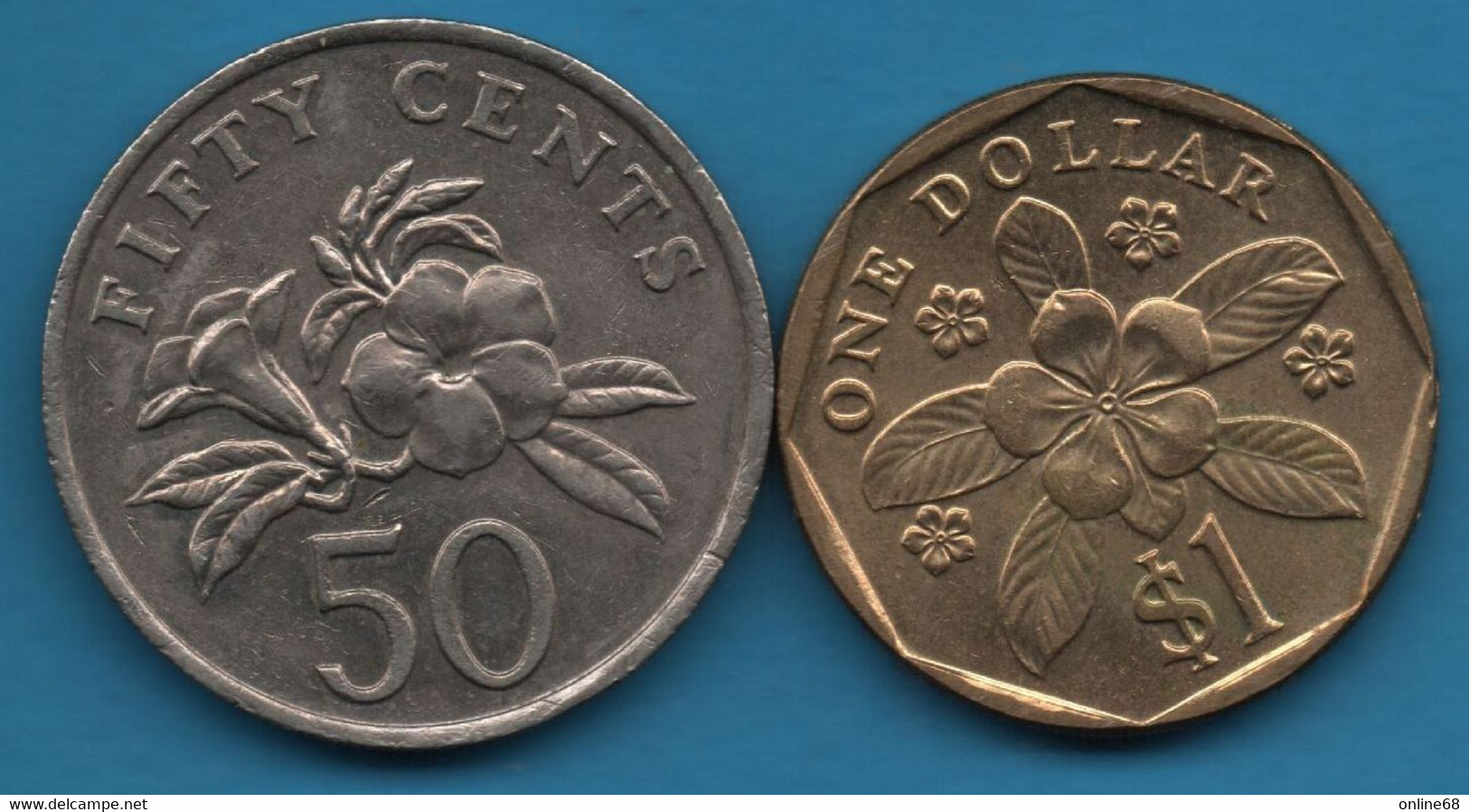 SINGAPORE 50 CENTS + 1 DOLLAR 1985 - 1997 - Singapour