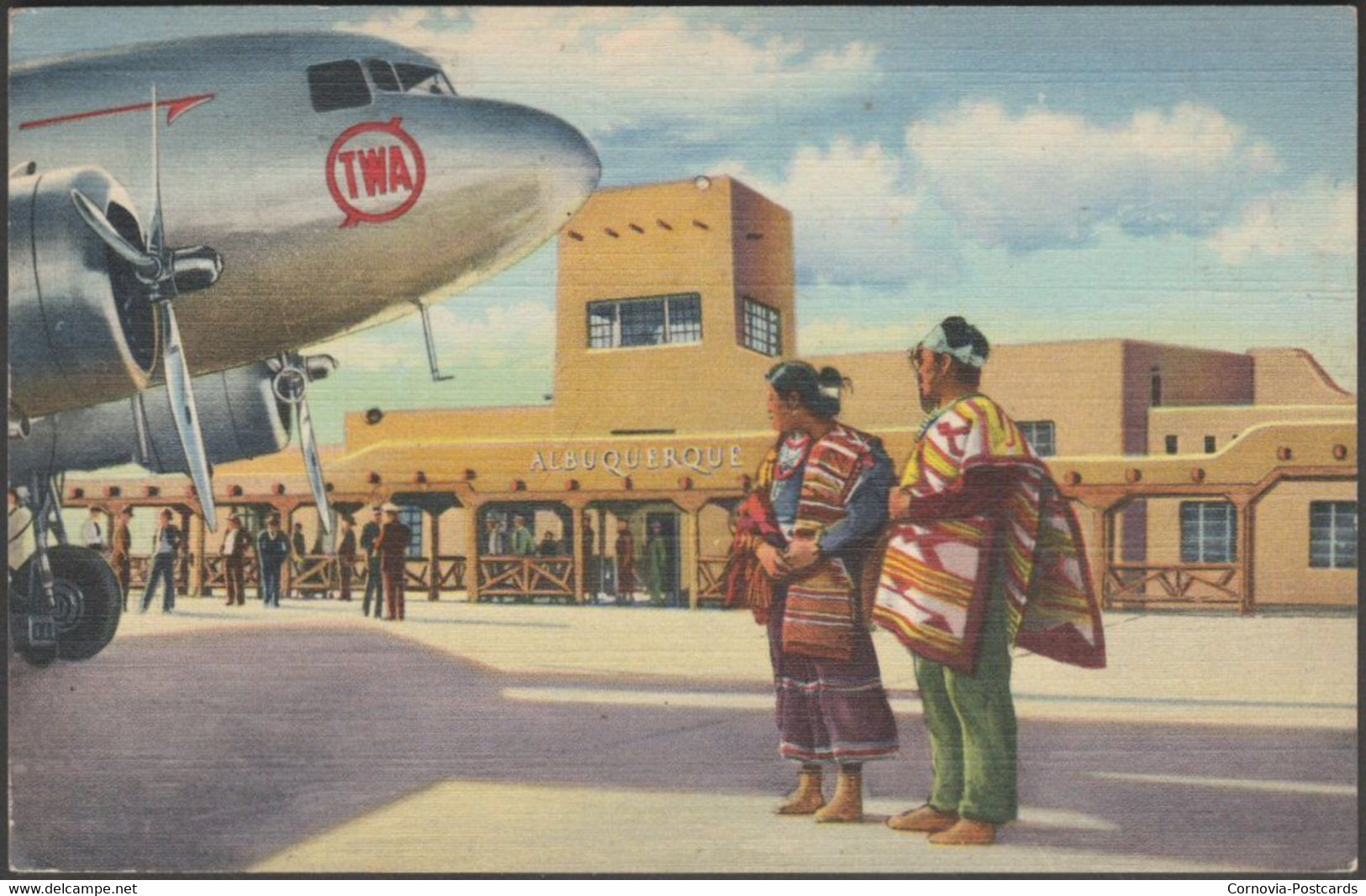 Municipal Airport, Albuquerque, New Mexico, 1949 - Southwest Post Card Co Postcard - Albuquerque