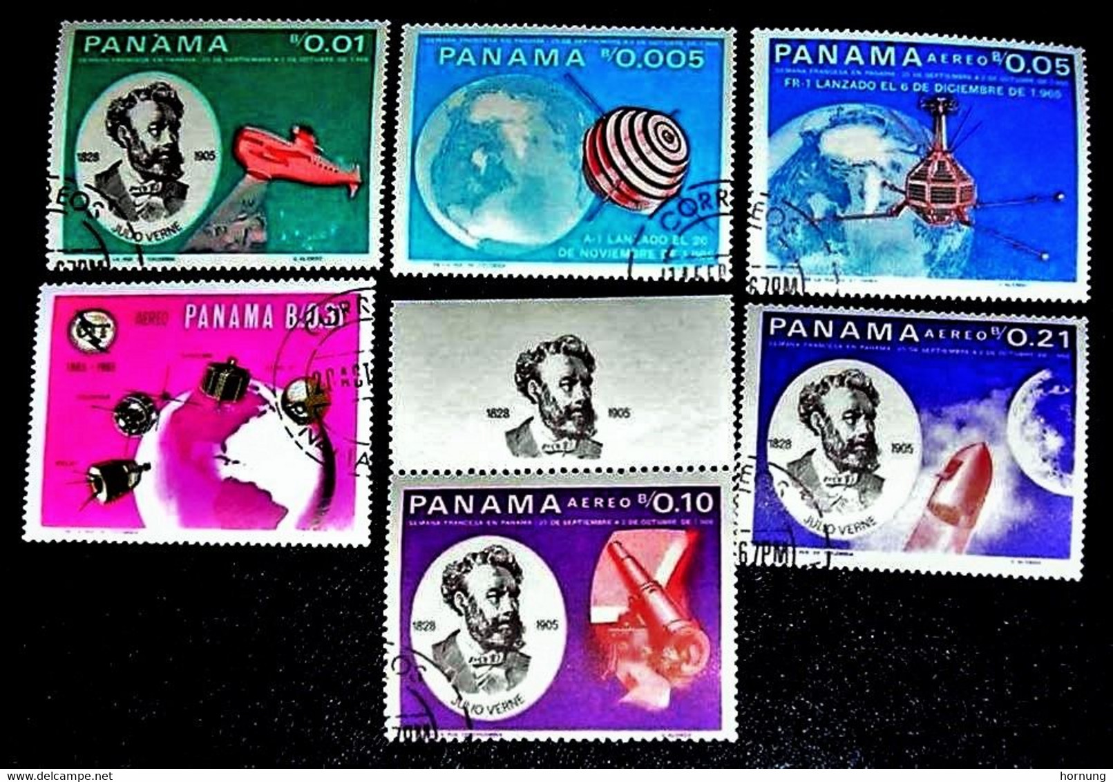 Panama,1966, Julio Verne , CTO-Original Gum, Michel # 943-948 - Ecrivains