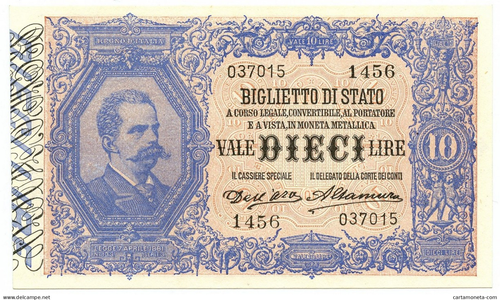 10 LIRE BIGLIETTO DI STATO EFFIGE UMBERTO I 13/01/1911 FDS-/FDS - Regno D'Italia – Other