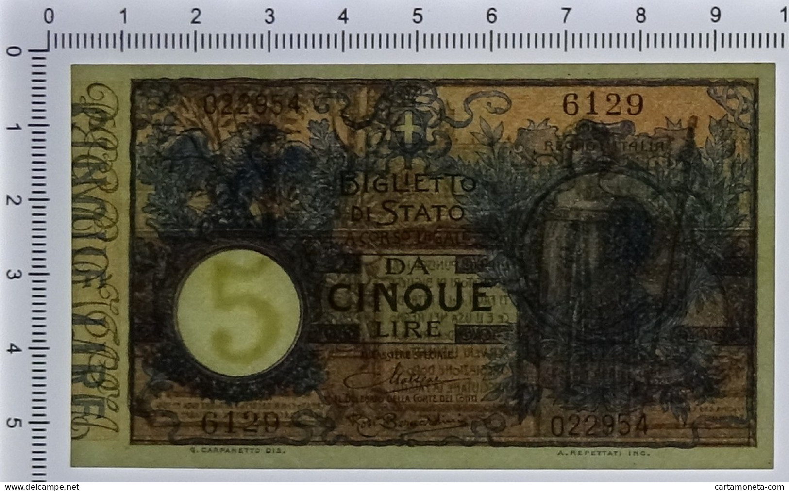 5 LIRE BIGLIETTO DI STATO VITTORIO EMANUELE III FLOREALE 10/07/1924 SPL - Regno D'Italia – Other