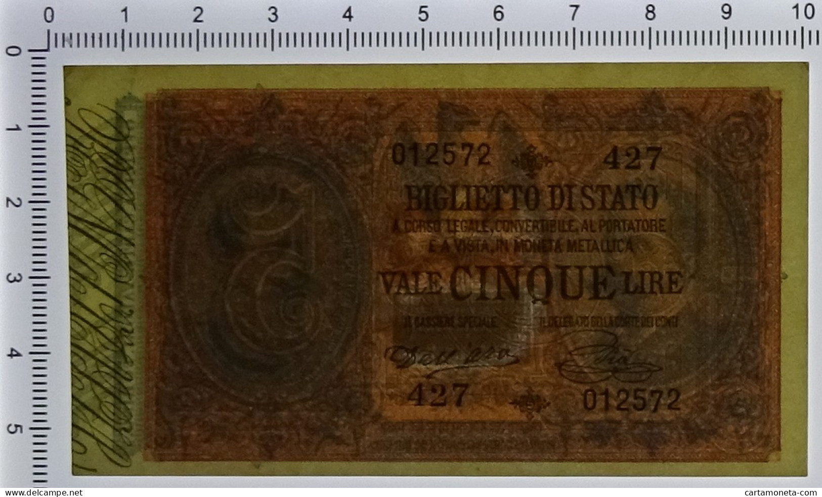 5 LIRE BIGLIETTO DI STATO EFFIGE UMBERTO I 06/08/1889 SPL+ - Regno D'Italia – Autres