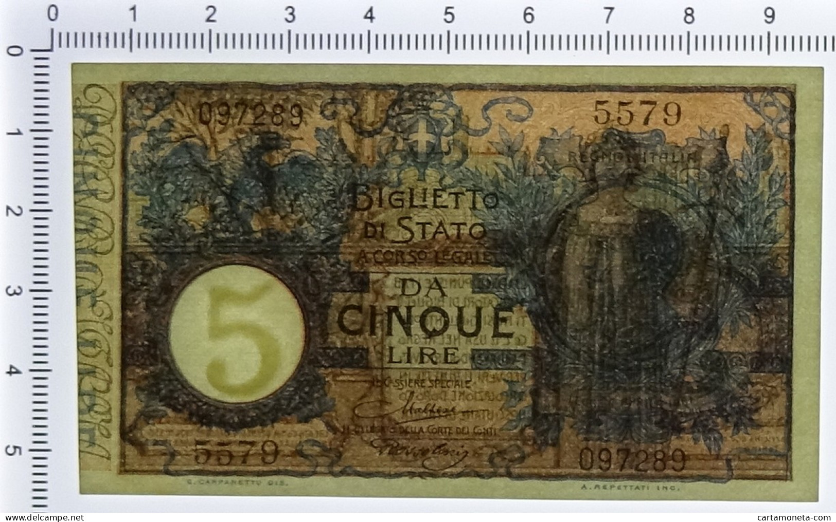 5 LIRE BIGLIETTO DI STATO VITTORIO EMANUELE III FLOREALE 24/02/1922 QFDS - Regno D'Italia – Autres