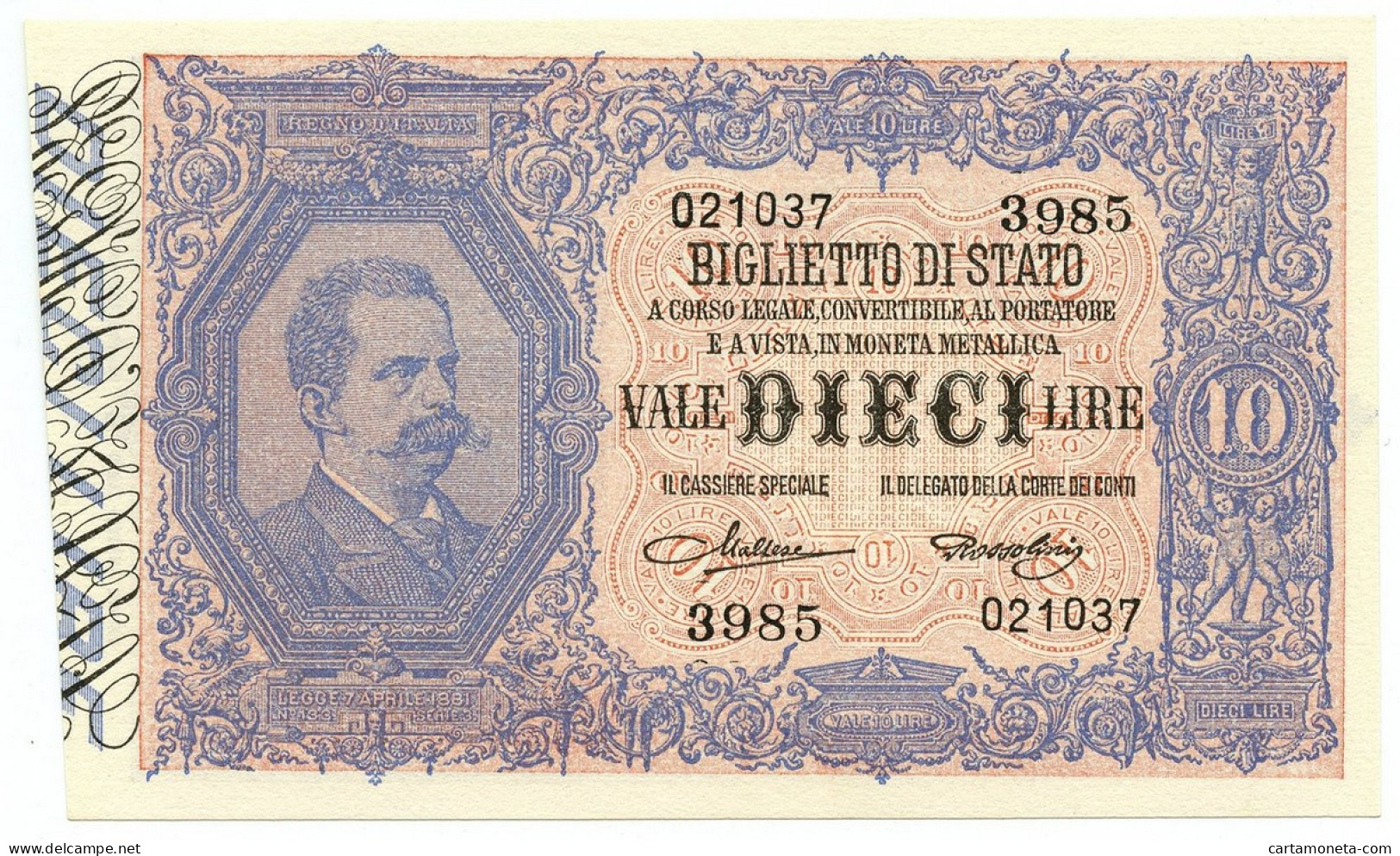 10 LIRE BIGLIETTO DI STATO EFFIGE UMBERTO I 19/05/1923 FDS-/FDS - Andere