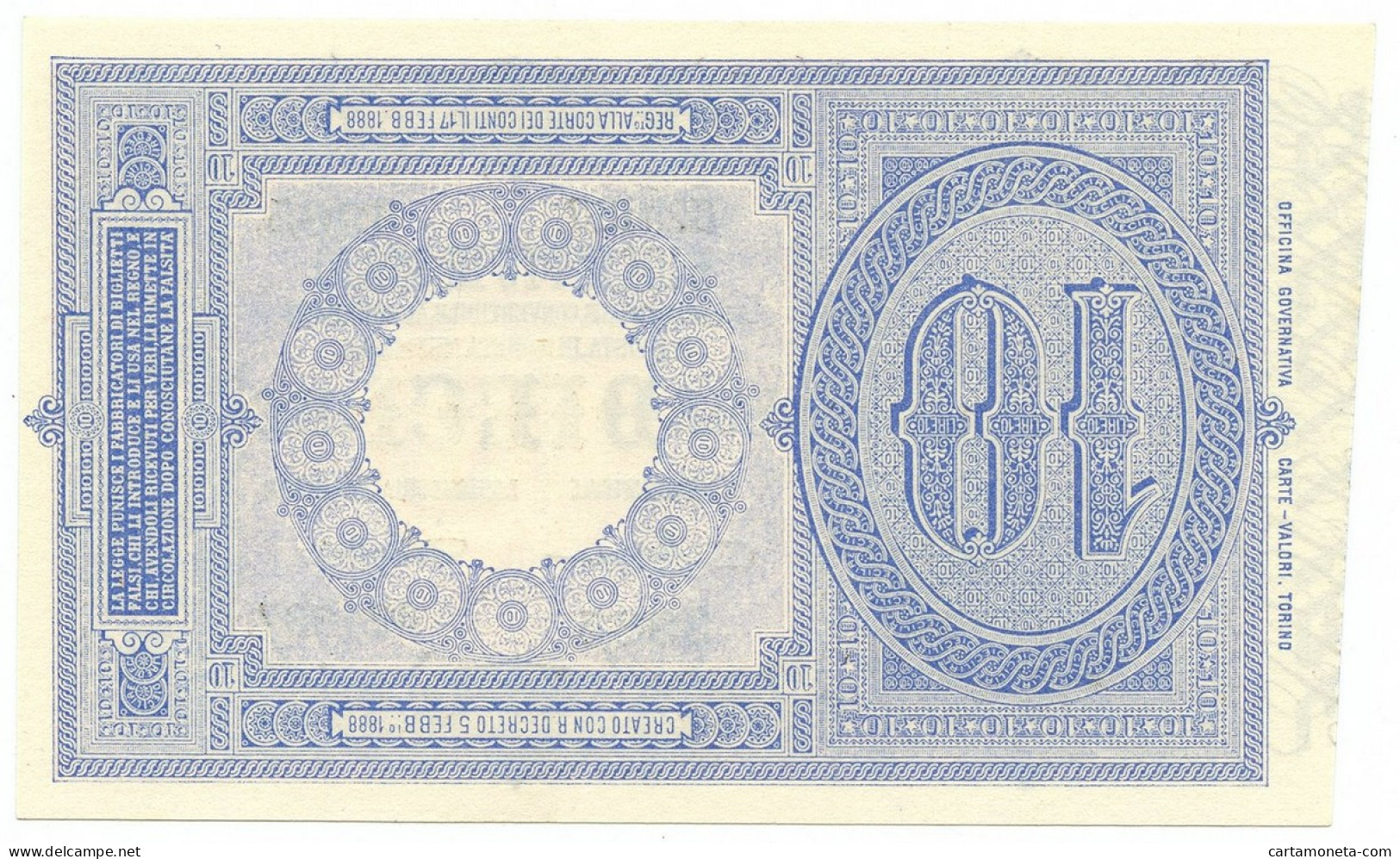 10 LIRE BIGLIETTO DI STATO EFFIGE UMBERTO I 19/05/1923 FDS-/FDS - Regno D'Italia – Autres