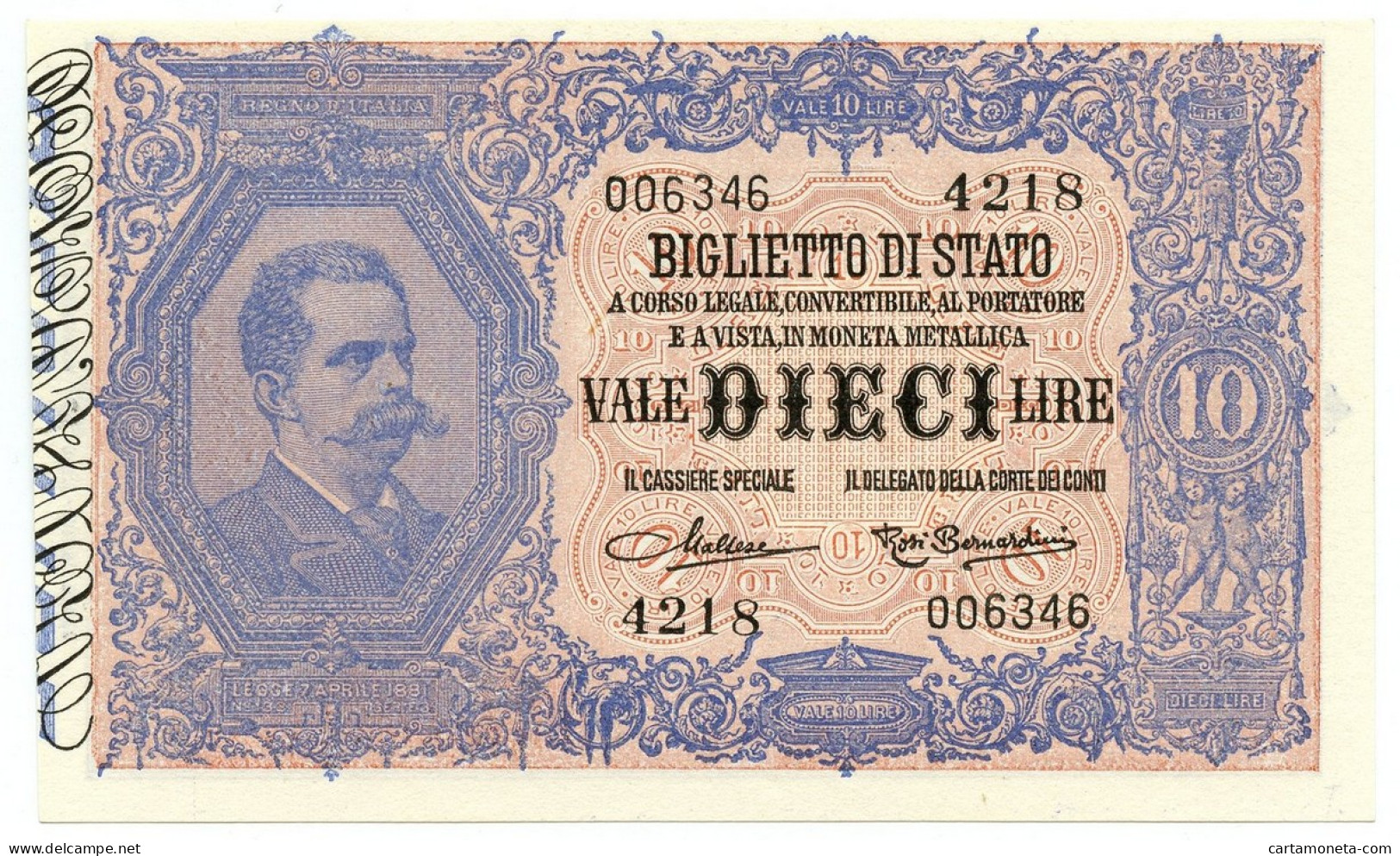 10 LIRE BIGLIETTO DI STATO EFFIGE UMBERTO I 03/06/1925 FDS - Regno D'Italia – Autres