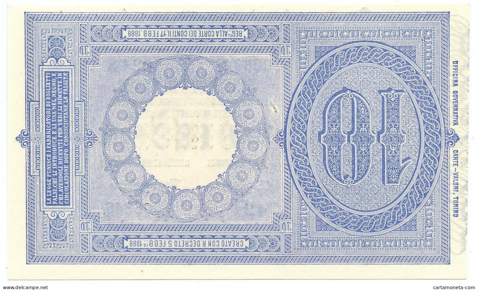 10 LIRE BIGLIETTO DI STATO EFFIGE UMBERTO I 03/06/1925 FDS - Regno D'Italia – Other